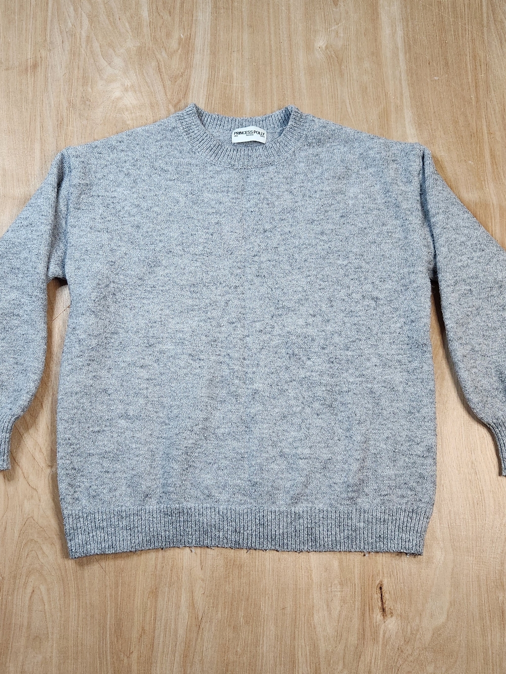 Princess Polly Womens Gray Knit Crewneck Sweater With Ribbed Cuffs Poly Blend 2